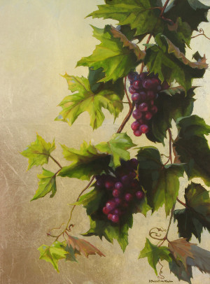Cascade (grapes), oil and silverleaf by Bridget Bossart van Otterloo