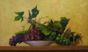 Plate of Grapes, oil painting by Bridget Bossart van Otterloo