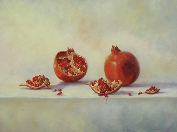 Pomegranates on White