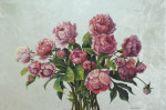 Pink Peonies on Silver