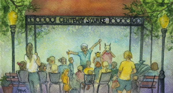 Storytime in Centerway Square, Corning NY